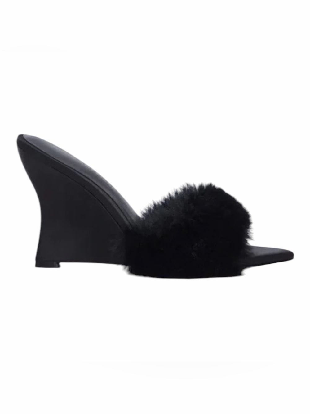 Sophisticated Black Fur-Accent Wedges (NWT)